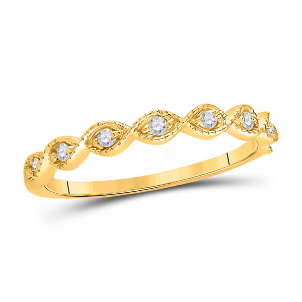 14kt Yellow Gold Womens Round Diamond Classic Stackable Band Ring 1/10 Cttw