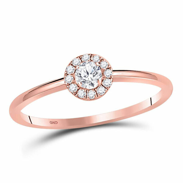 10kt Rose Gold Womens Round Diamond Solitaire Stackable Band Ring 1/5 Cttw