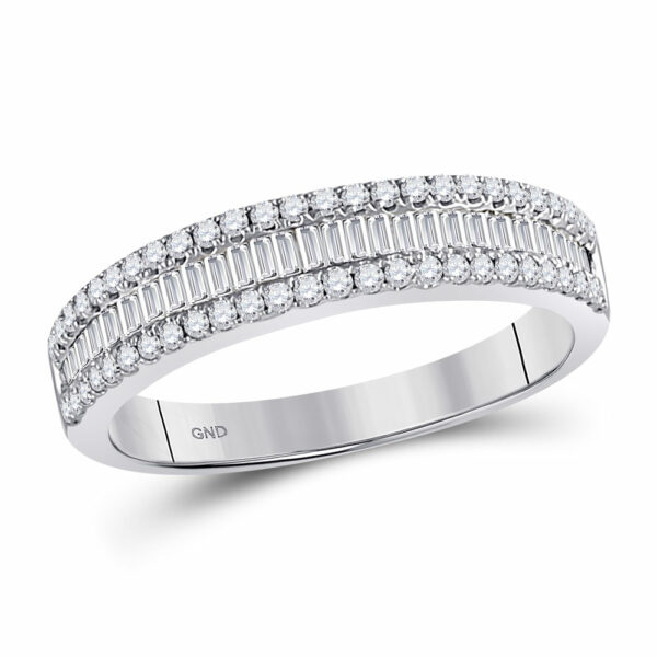 14kt White Gold Womens Round Diamond Anniversary Band Ring 1/2 Cttw