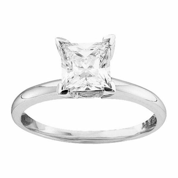 14kt White Gold Womens Princess Diamond Solitaire Bridal Wedding Engagement Ring 1 Cttw