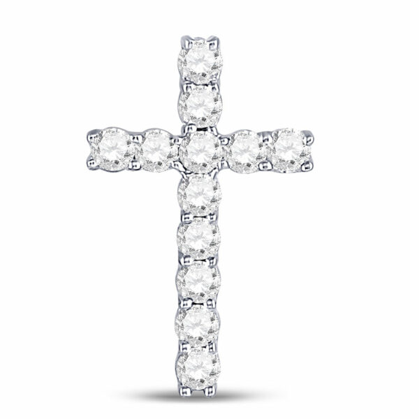 10kt White Gold Womens Round Diamond Religious Cross Pendant 1/5 Cttw