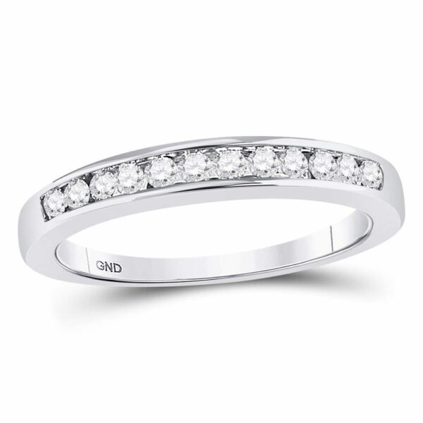 14kt White Gold Womens Round Diamond Wedding Channel Set Band 1/4 Cttw