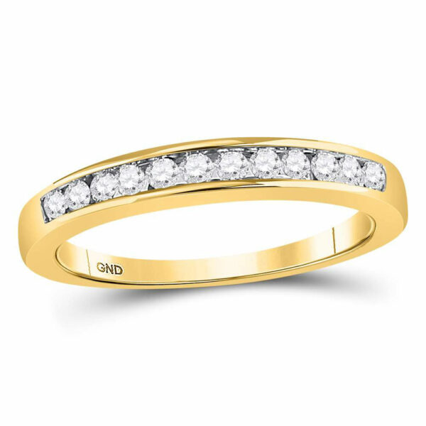 14kt Yellow Gold Womens Round Channel-set Diamond Single Row Wedding Band 1/4 Cttw