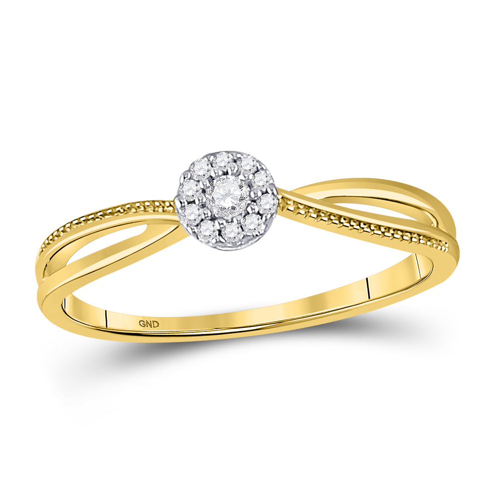 10kt Yellow Gold Womens Round Diamond Solitaire Promise Ring 1/10 Cttw ...