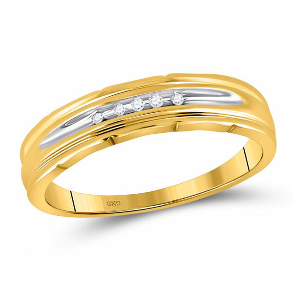 10kt Yellow Gold Mens Round Diamond Wedding Band Ring 1/20 Cttw