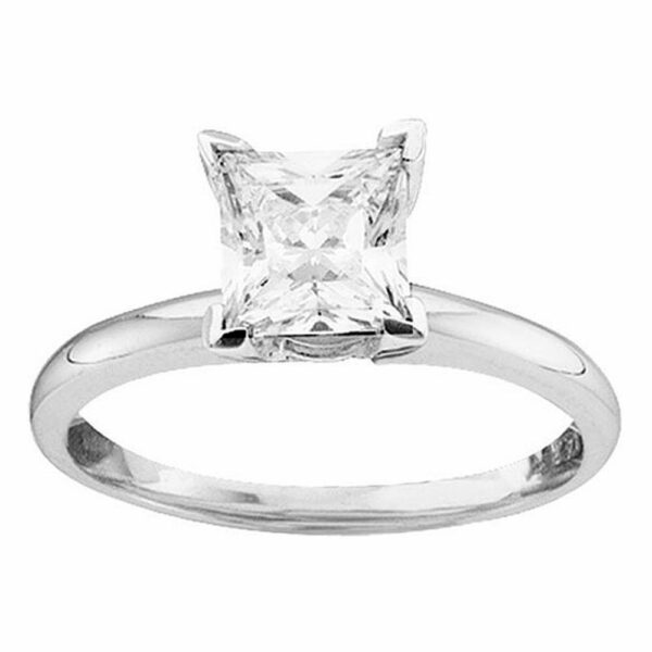 14kt White Gold Womens Princess Diamond Solitaire Bridal Wedding Engagement Ring 7/8 Cttw