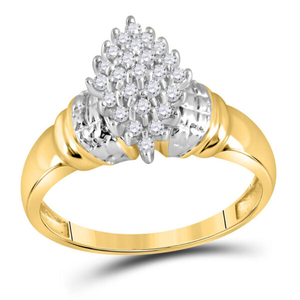 10kt Yellow Gold Womens Round Diamond Oval Cluster Ring 1/4 Cttw