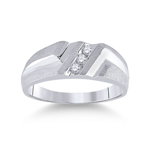 10kt White Gold Mens Round Diamond Wedding Band Ring 1/10 Cttw