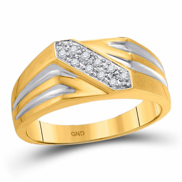 10kt Yellow Gold Mens Round Diamond Band Ring 1/10 Cttw