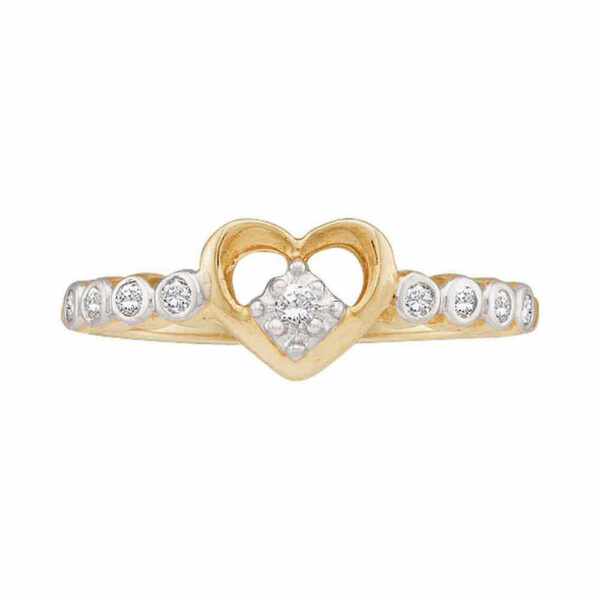 10kt Yellow Gold Womens Round Diamond Slender Heart Ring 1/10 Cttw