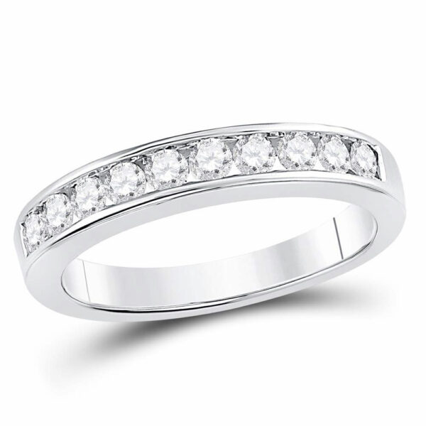 14kt White Gold Womens Round Channel-set Diamond Wedding Band 1/2 Cttw - Size 9