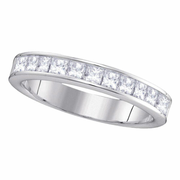 14kt White Gold Womens Machine Set Princess Diamond Wedding Channel Band 1 Cttw