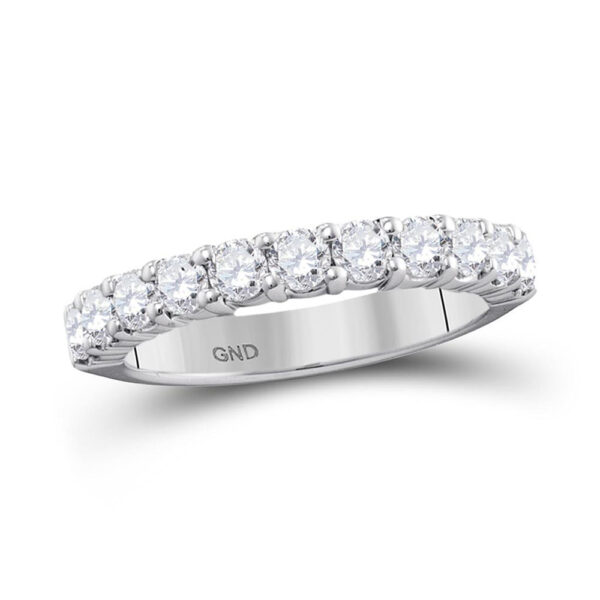 14kt White Gold Womens Round Pave-set Diamond Wedding Band 1 Cttw