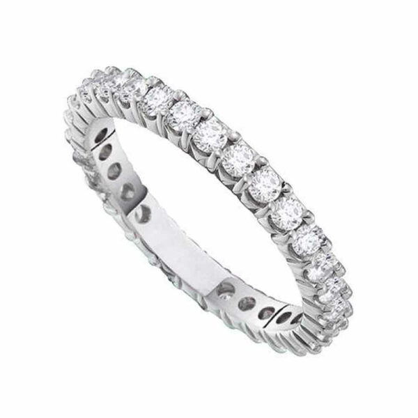 14kt White Gold Womens Round Pave-set Diamond Eternity Wedding Anniversary Band 1/2 Cttw