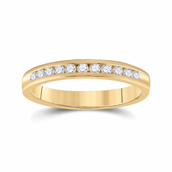 14kt Yellow Gold Womens Round Diamond Wedding Band 1/4 Cttw