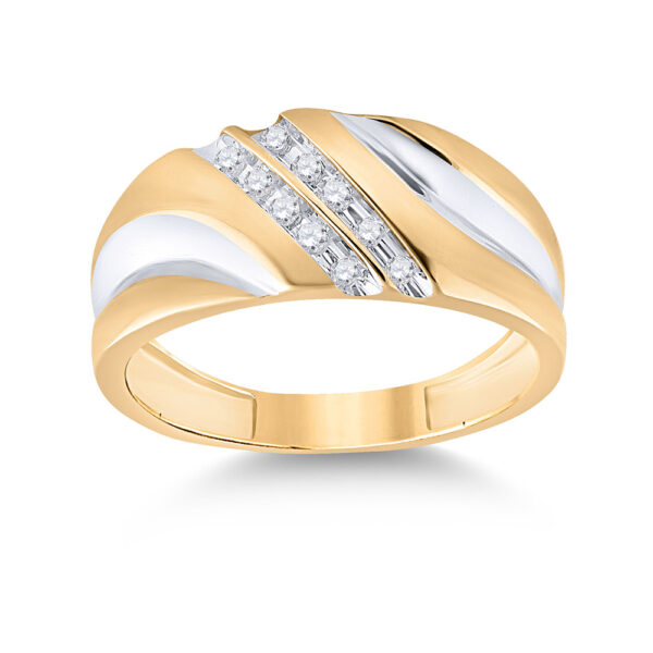 14kt Yellow Gold Mens Round Diamond Wedding Band Ring 1/8 Cttw