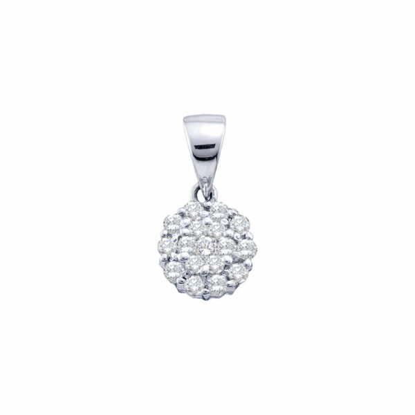 14kt White Gold Womens Round Diamond Flower Cluster Pendant 1/4 Cttw