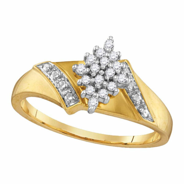 10kt Yellow Gold Womens Round Diamond Cluster Ring 1/10 Cttw