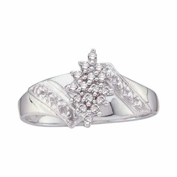 10kt White Gold Womens Round Diamond Cluster Ring 1/10 Cttw