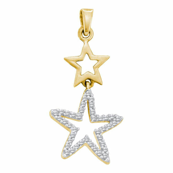 10kt Yellow Gold Womens Round Diamond Star Pendant 1/10 Cttw