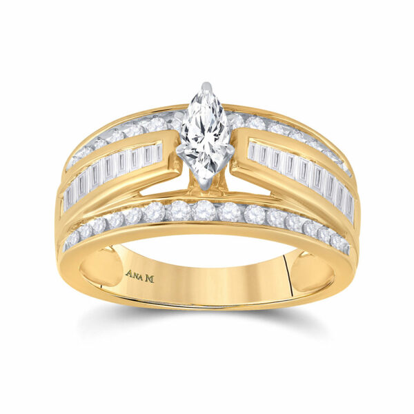 14kt Yellow Gold Marquise Diamond Solitaire Bridal Wedding Engagement Ring 1 Cttw