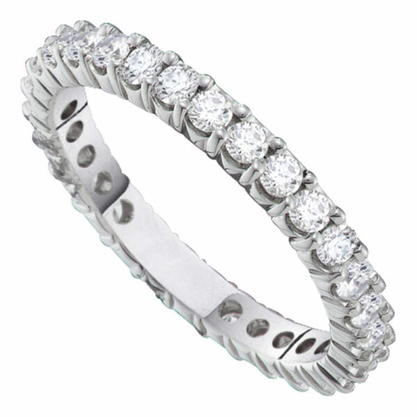 14kt White Gold Womens Round Pave-set Diamond Eternity Wedding Band 2 Cttw