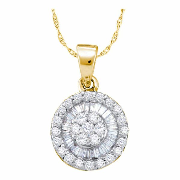 14kt Yellow Gold Womens Round Diamond Framed Flower Cluster Pendant 5/8 Cttw