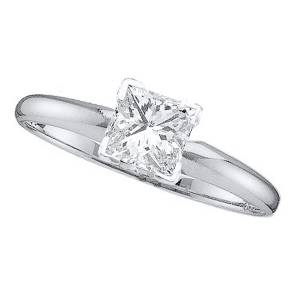 14kt White Gold Womens Princess Diamond Solitaire Bridal Wedding Engagement  Ring 1/5 Cttw