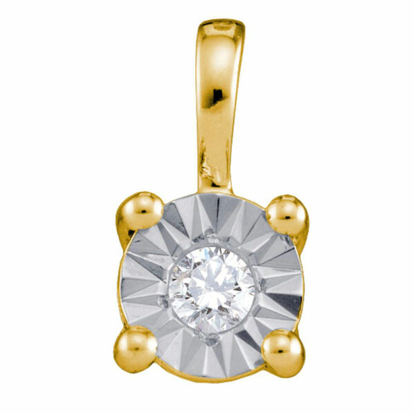 10kt Yellow Gold Womens Round Diamond Illusion-set Solitaire Pendant 1/10 Cttw