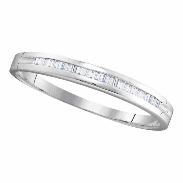 10kt White Gold Womens Baguette Diamond Wedding Anniversary Band 1/6 Cttw