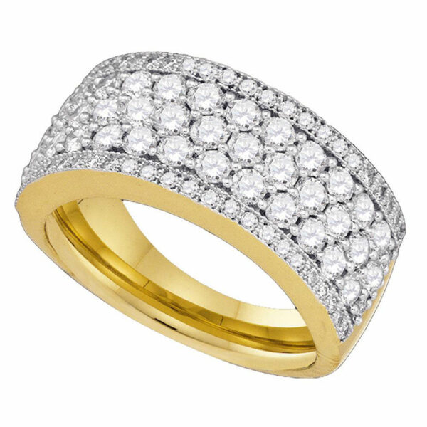 14kt Yellow Gold Womens Round Diamond Band Ring 1-5/8 Cttw