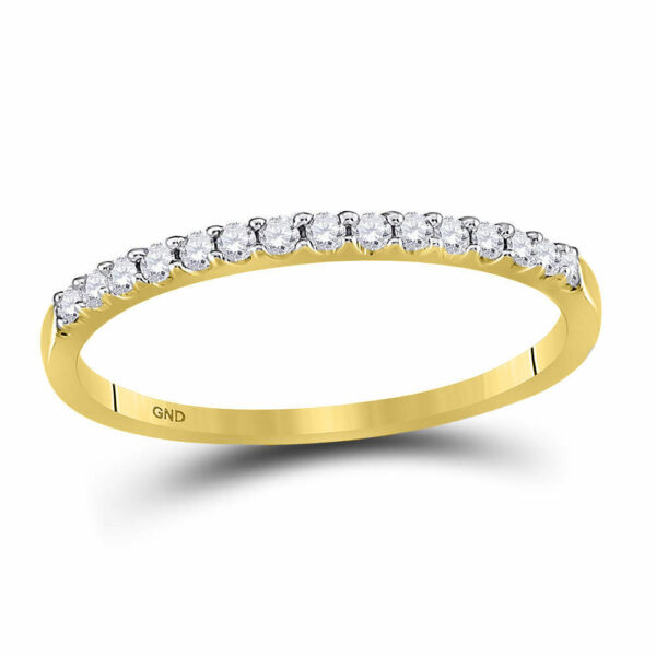 14kt Yellow Gold Womens Round Diamond Wedding Single Row Band 1/6 Cttw Size 10