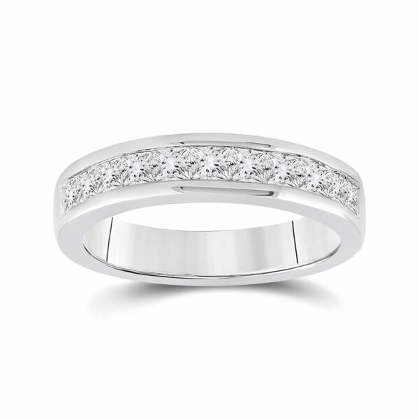 14kt White Gold Womens Princess Channel-set Diamond Single Row Wedding Band 1 Cttw