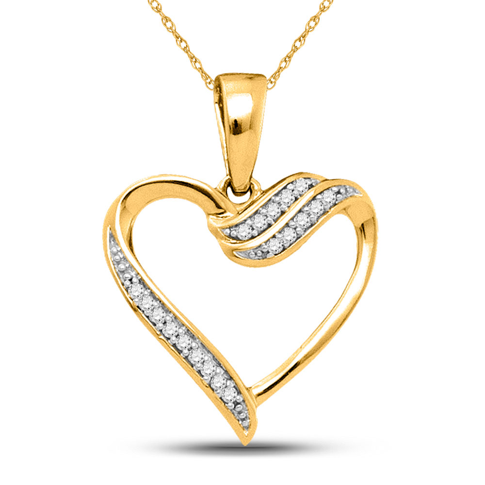 10kt Yellow Gold Womens Round Diamond Heart Pendant 1/20 Cttw – Jewelry ...