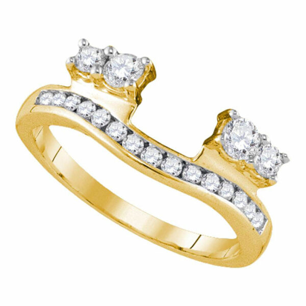 14kt Yellow Gold Womens Round Diamond Ring Guard Wrap Solitaire Enhancer 1/2 Cttw