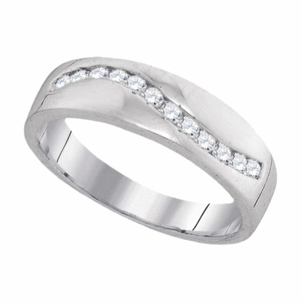 10kt White Gold Mens Round Diamond Wedding Band Ring 1/4 Cttw