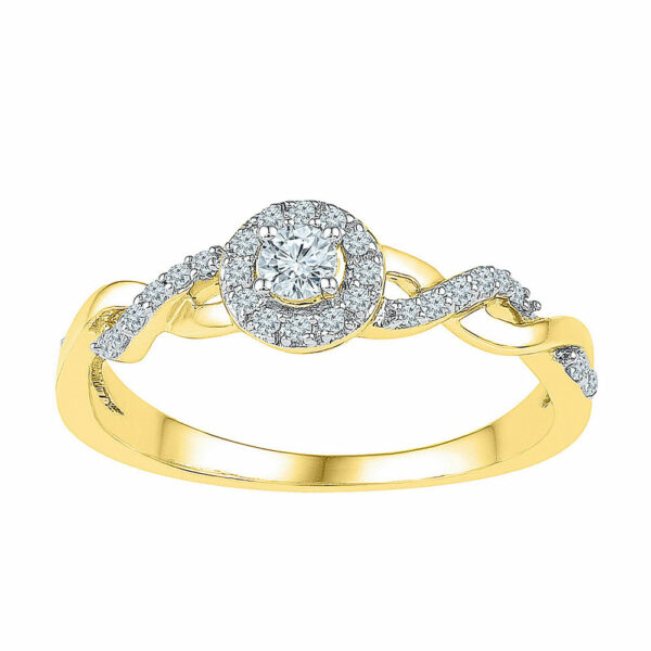 10kt Yellow Gold Round Diamond Solitaire Bridal Wedding Engagement Ring 1/5 Cttw