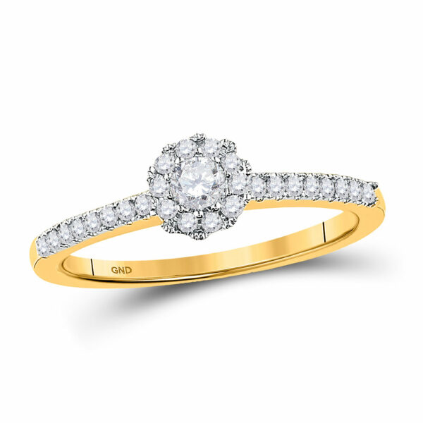 10kt Yellow Gold Round Diamond Solitaire Bridal Wedding Engagement Ring 1/3 Cttw