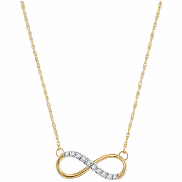 10kt Yellow Gold Womens Round Diamond Infinity Pendant Necklace 1/10 Cttw