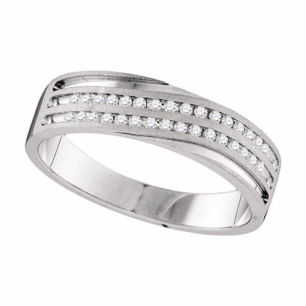 10kt White Gold Mens Round Diamond Wedding Band Ring 1/4 Cttw