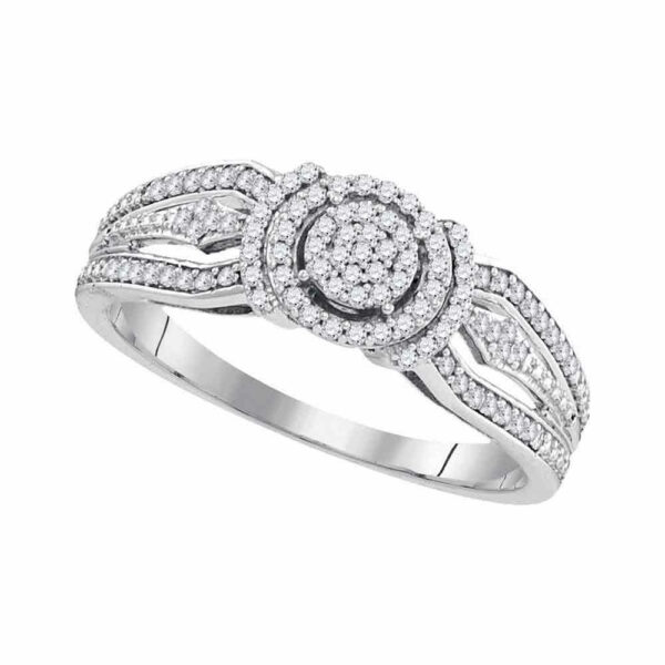 10kt White Gold Round Diamond Cluster Bridal Wedding Engagement Ring 1/4 Cttw