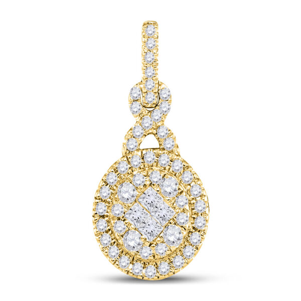 14kt Yellow Gold Womens Princess Diamond Fashion Cluster Pendant 1/2 Cttw